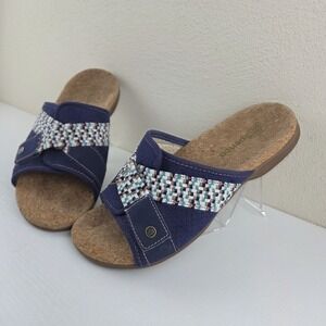 Spenco Shoes Sandals Slip Ons Bonaire Cork Blue‎ Boho Summer Women's Size 6 B
